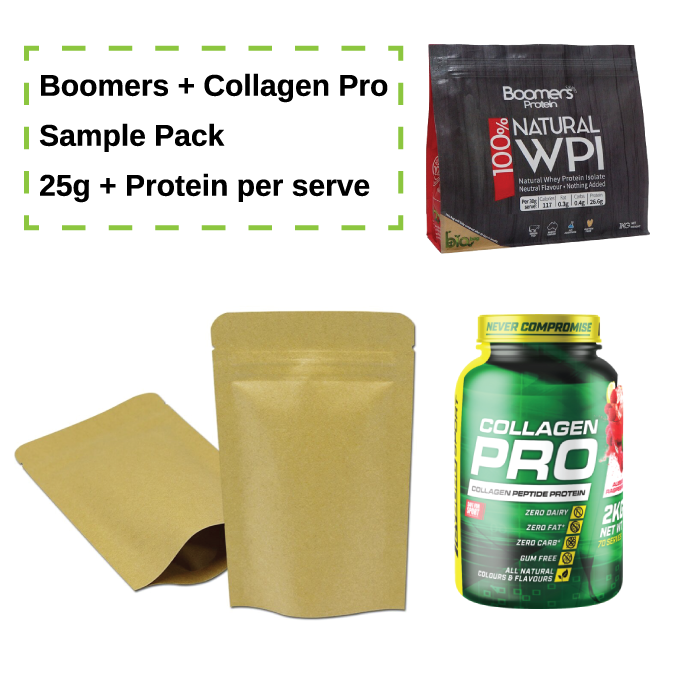 25g 25g Protein Sample Pack – Boomers and Cyborg Sports – Collagen Pro *NEW