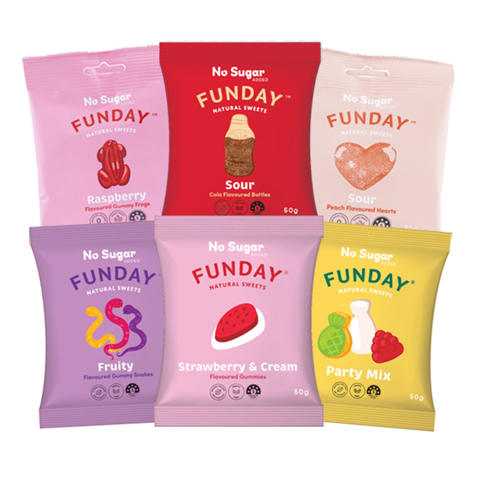 Gummy Gummy Natural Lollies (No added sugar) 50g by Funday – Pack Of 5
