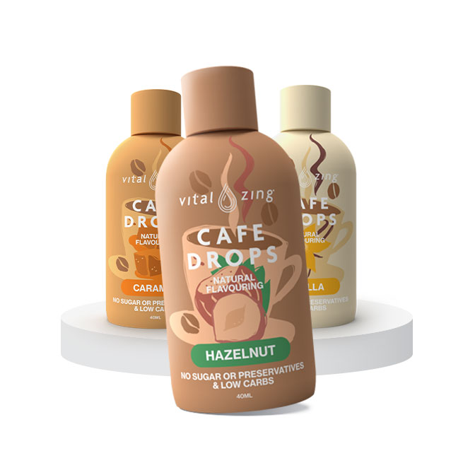 Cafe Cafe Drops Natural Flavouring 40ml by Vital Zing – Assorted Bundle